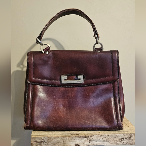 Luti Firenze Handbags - Vintage 1970s Luti Firenze Brown Leather Handbag Purse Satchel